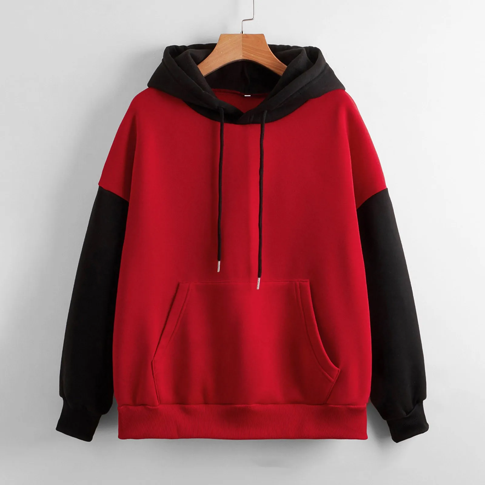 Hoodies Women Oversized Splice Hooded Black Sweatshirts Autumn Long Sleeve Hip Hop Fleece Hoody Korean Tracksuit Hoodie Pullover