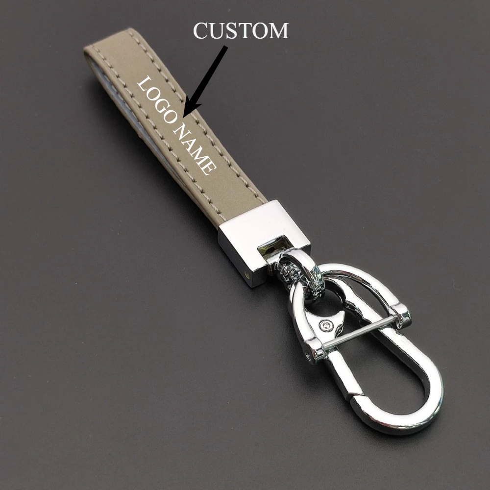 

Solid Color Genuine Leather Car Key Pendant Genuine Leather Keychain Gift Customized LOGO Wholesale Car Simple Accessories