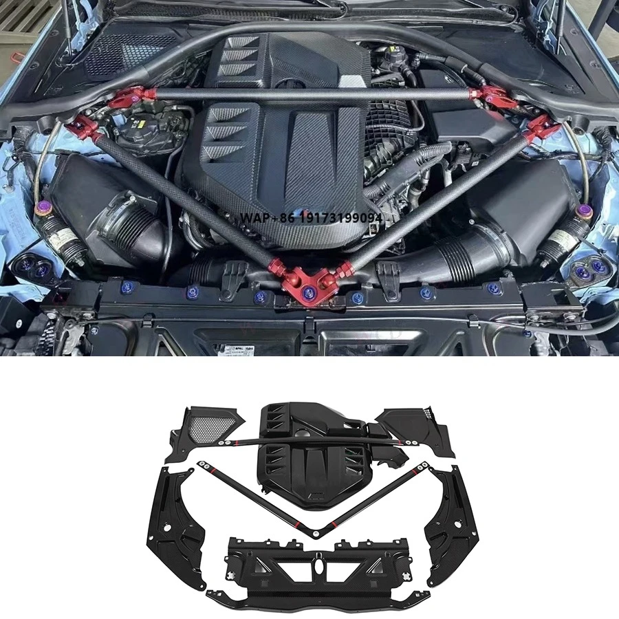 

2021+ for B-MW M4 M3 G80 G82 Dry Carbon Fiber Engine Bay Cover New Water Cooling Shroud Slam Panel Interior Trims Parts