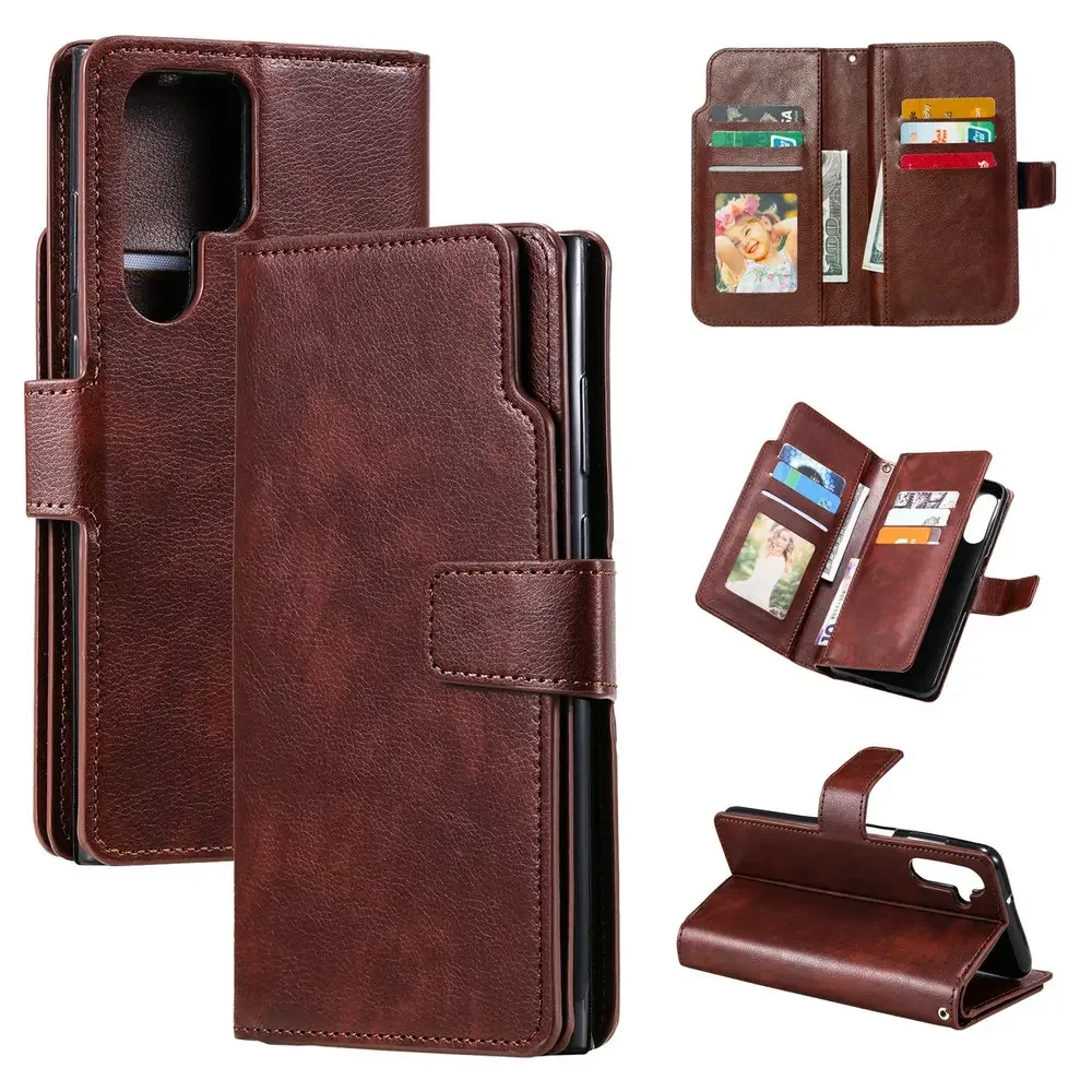 

9-Card Leather Book Case for Samsung Galaxy S23 S24 S25 Ultra 5G Flip Cover Wallet Funda Samsung S22 Plus 21 S 23 FE 24 25 Coque