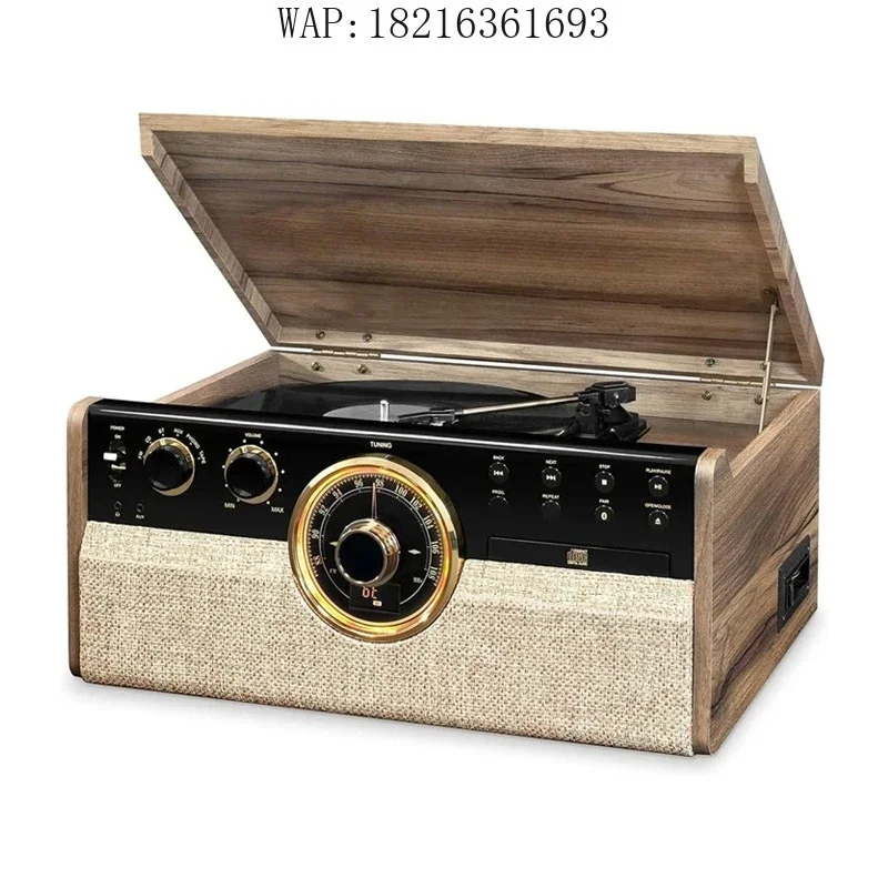 6-in-1 Vinyl Record Player, Bluetooth Speaker, CD Player, Phonograph