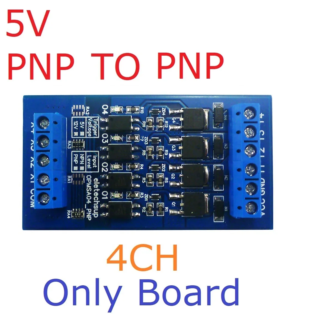 Digital Logic Level Converter DC 3.3 5 12 24V 4CH 5A NPN/PNP PLC Signal Amplifier Din Rail Mount Board Isolation MOS Tube Module