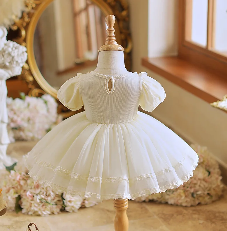 Retail New Baby Girls 2024  Boutique Lace Tutu Flower Dress , Princess Kids Birthday Party Dresses  1-7T