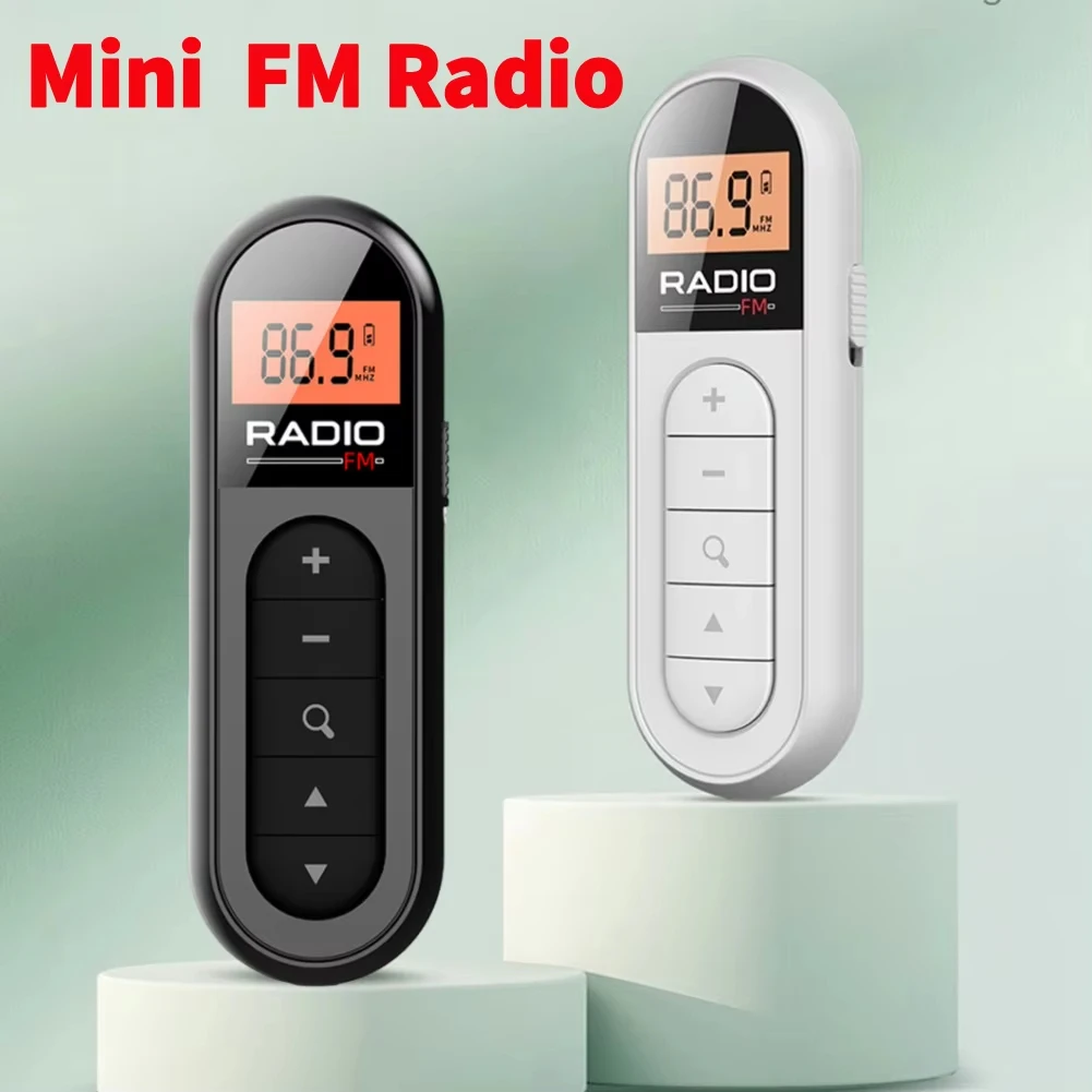 FM Radio Backlight LCD Display Personal Walkman Radio with 3.5mm Headphones Type-c Charging 76-108MHZ for Walk Jogging Camping