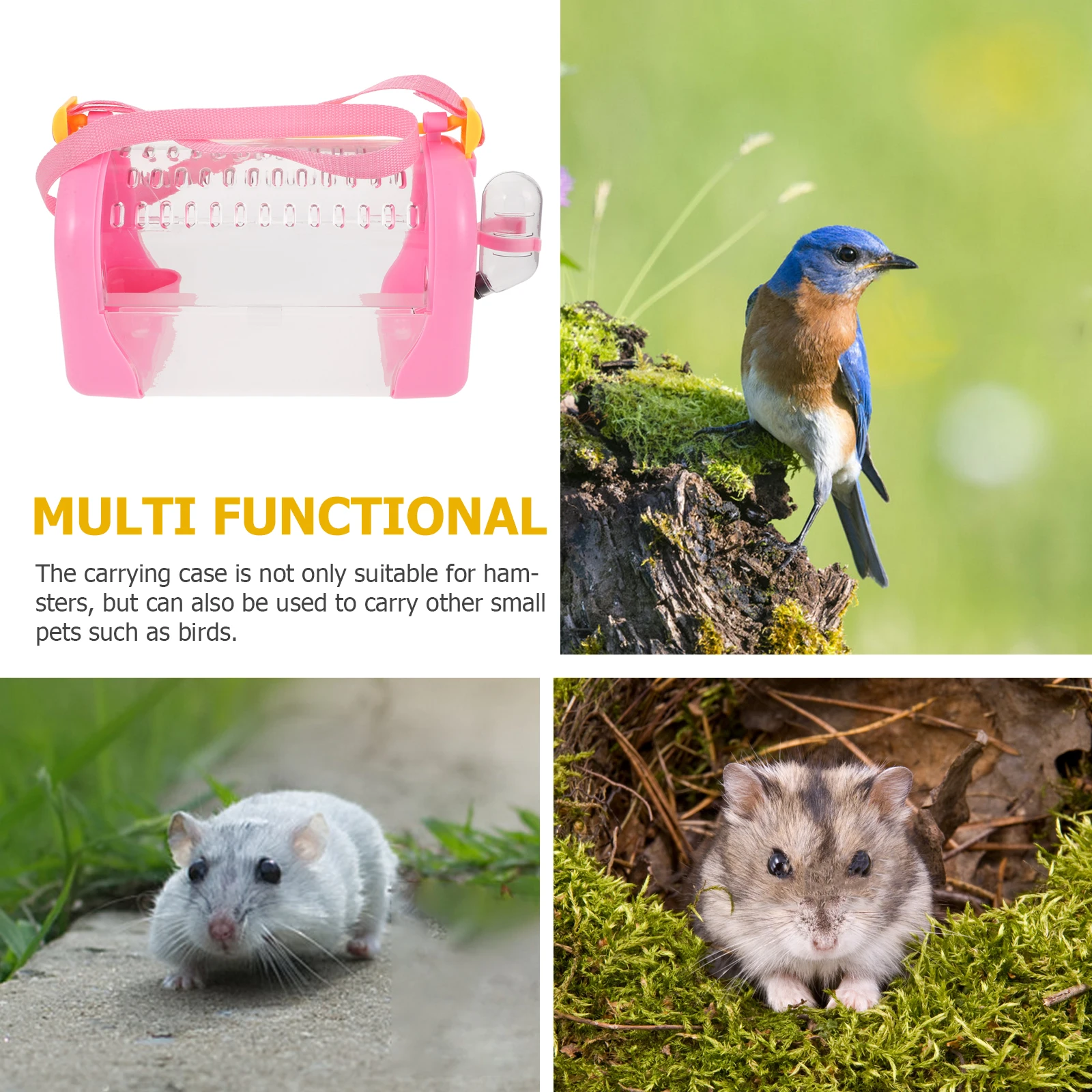 

Small Animal Backpack Cage Plastic Portable Outdoor Pet Carrier Breathable Hamster Travel Box for Guinea Pig Squirrel