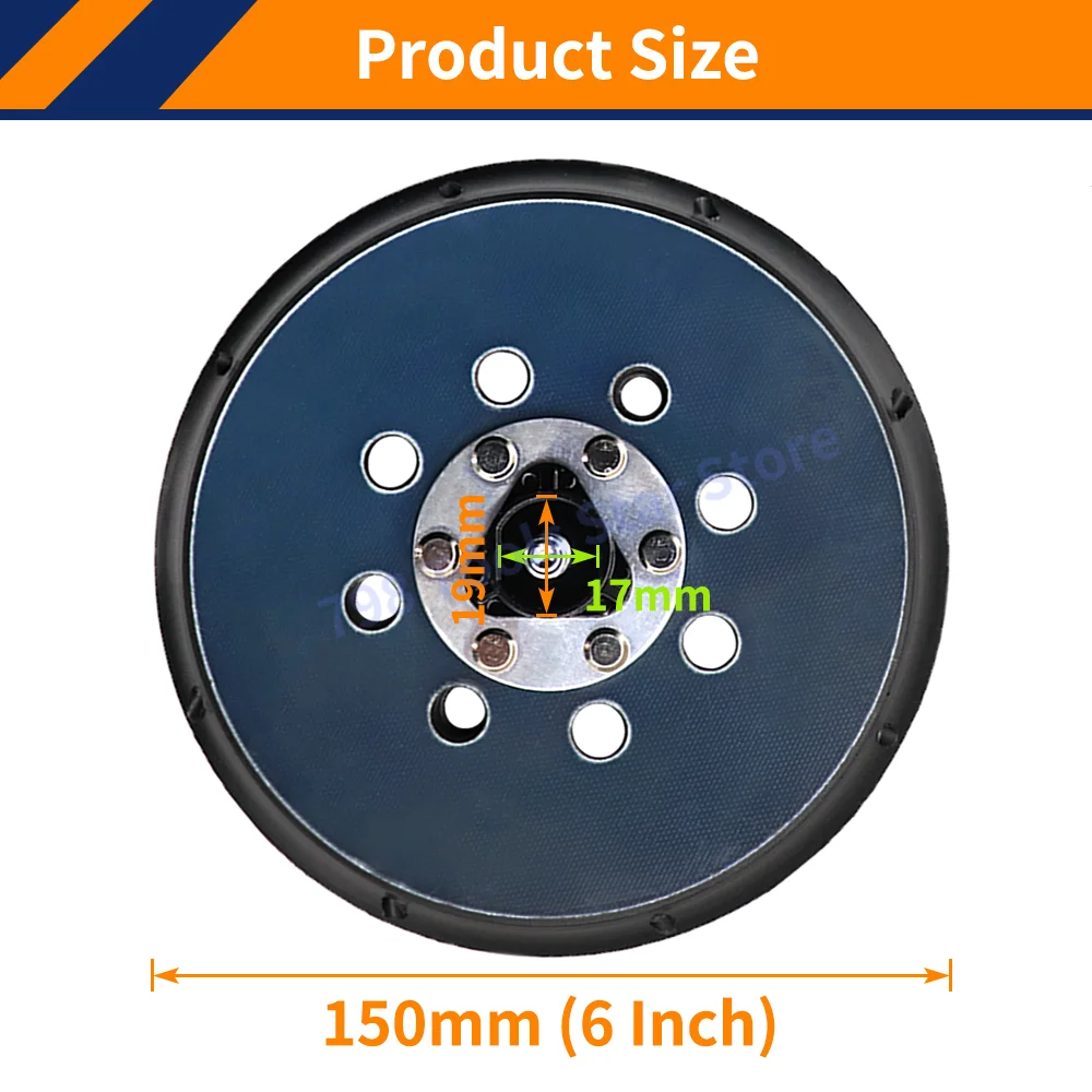 1PC 6 Inch 17 Hole Hook and Loop Sanding Pad with M8 Thread Dust Free Backing Plate for SHENGQI Random Orbital Sander