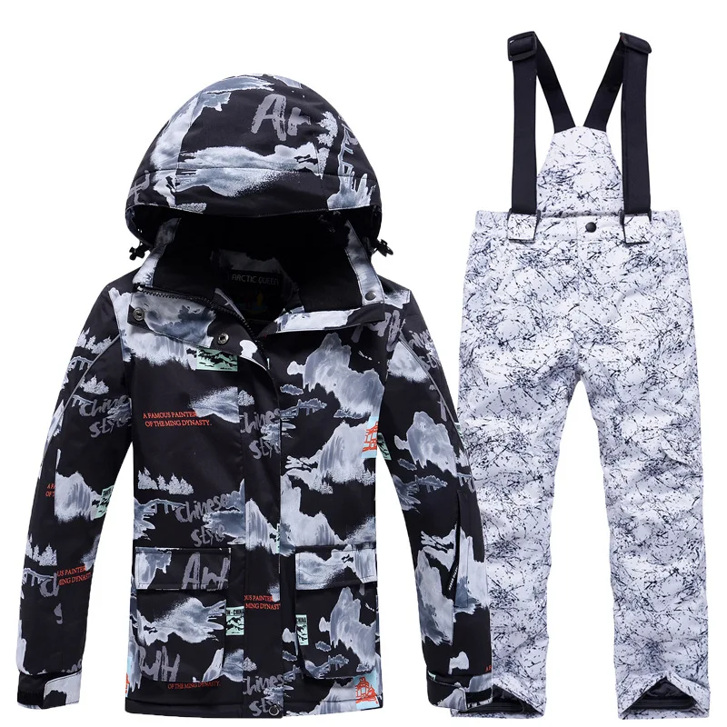 -30℃ Boy girl skiing suit waterproof 5 6 7 8 9 10 11 12 13 14 15 year old children's snow clothing Warm snowboarding Coat pant