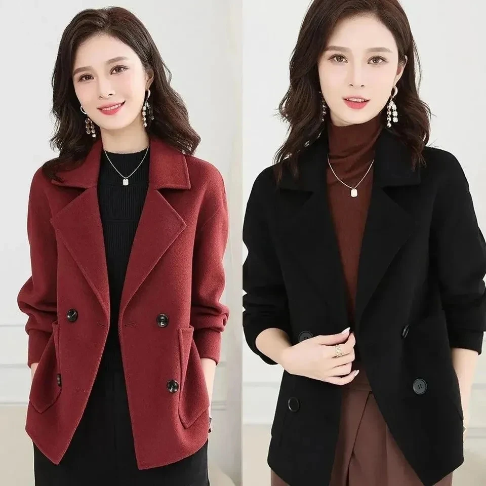 

Woolen Coat Womens 2022 Autumn Winter New Fashion All-match Wool Jacket Women Casual Thick Short Double Breasted Outerwear