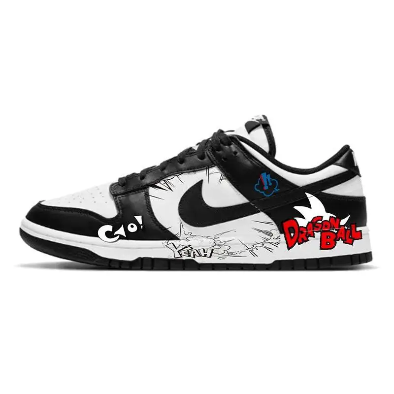 

[На заказ Salute to Dragon Ball]Nike Dunk Противоскользящие износостойкие низкие туфли для скейтборда GS Черный Белый