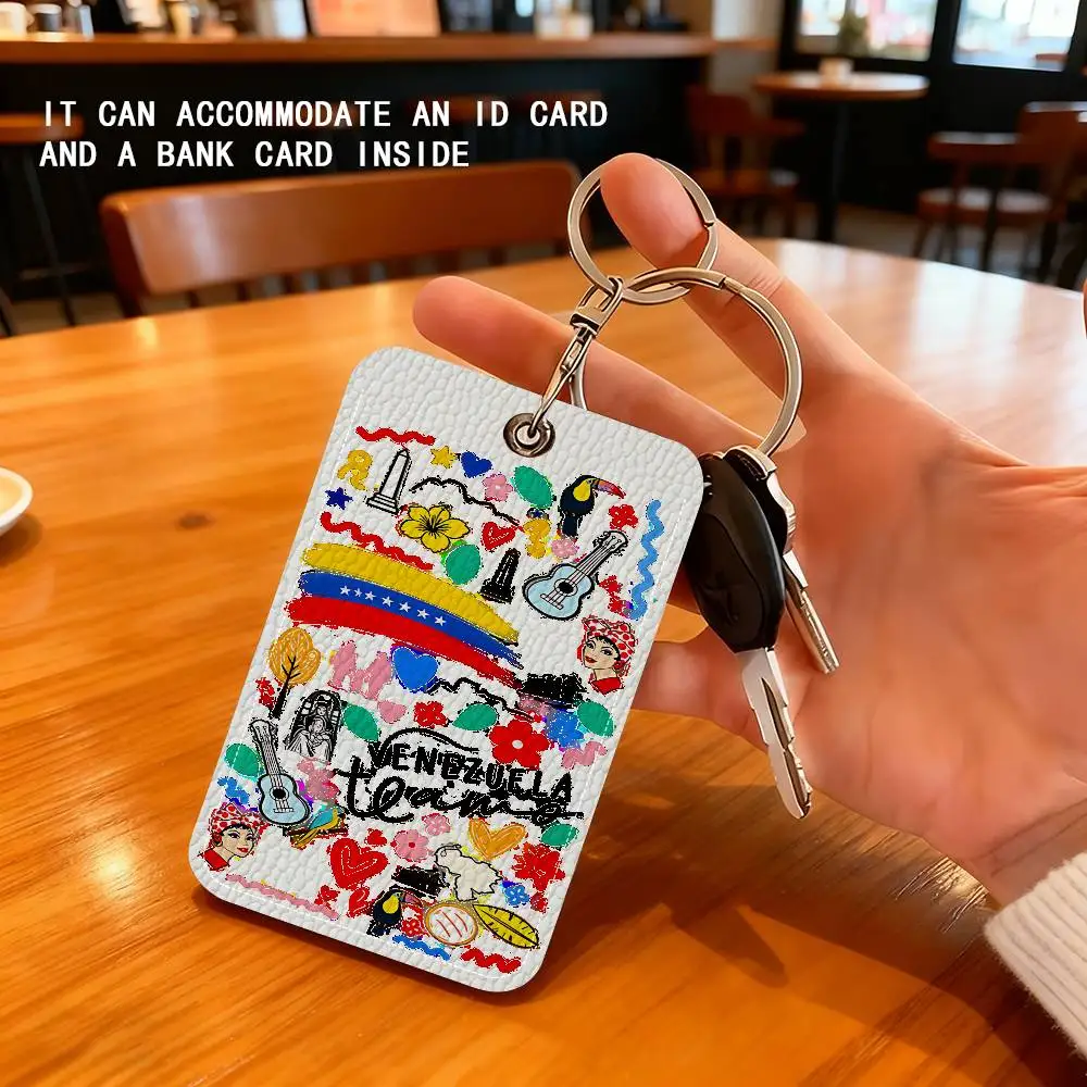 Venezuela Culture Sign Rectangle Keychain Card Holder, Badge Credit Card Holder, Student ID Card Holder, Bus Cards Cover