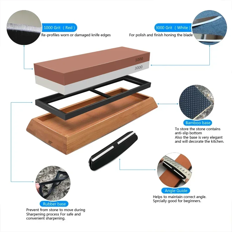 Knife Sharpener Sharpening Stones Whetstone Grinding Stone Water Stone Double-sided Whetstone Professional Kitchen Tools