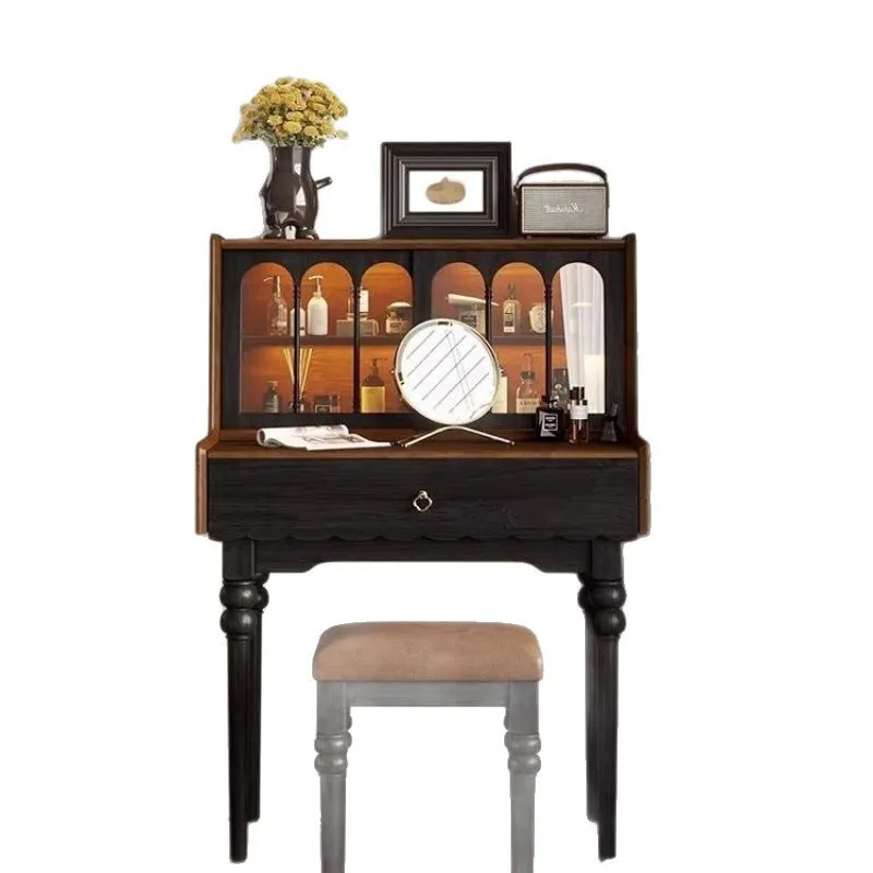 Francês retro vestir pequeno apartamento quarto pequena mesa estreita maquiagem simples americano penteadeira de madeira maciça