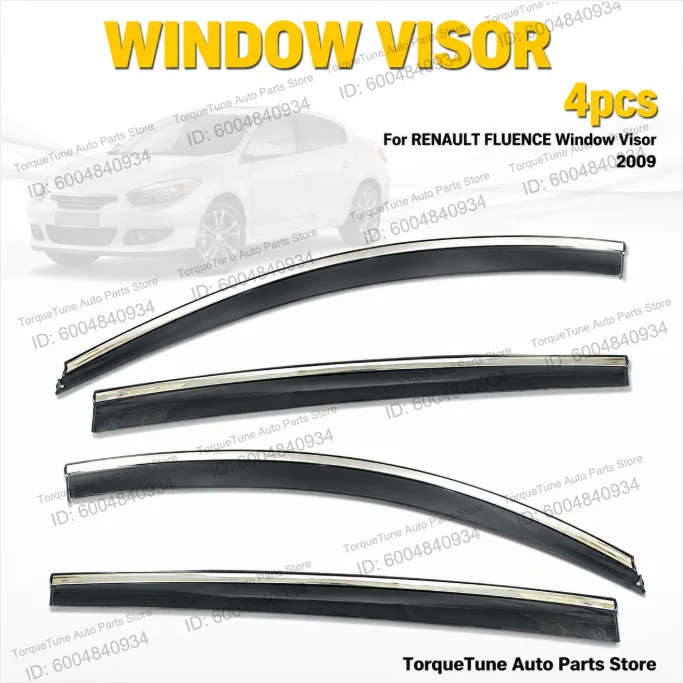 For Renault Fluence 2009 Premium Unbreakable Injection PC Side Door Rain Visors, Direct Fit Durable Easy Mount Window Wind Defle
