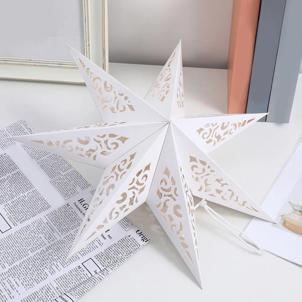 5Pcs Hanging Paper Star Lanterns Romantic Festive Decoration for Christmas Wedding Birthday Party Shop Window Background Wall