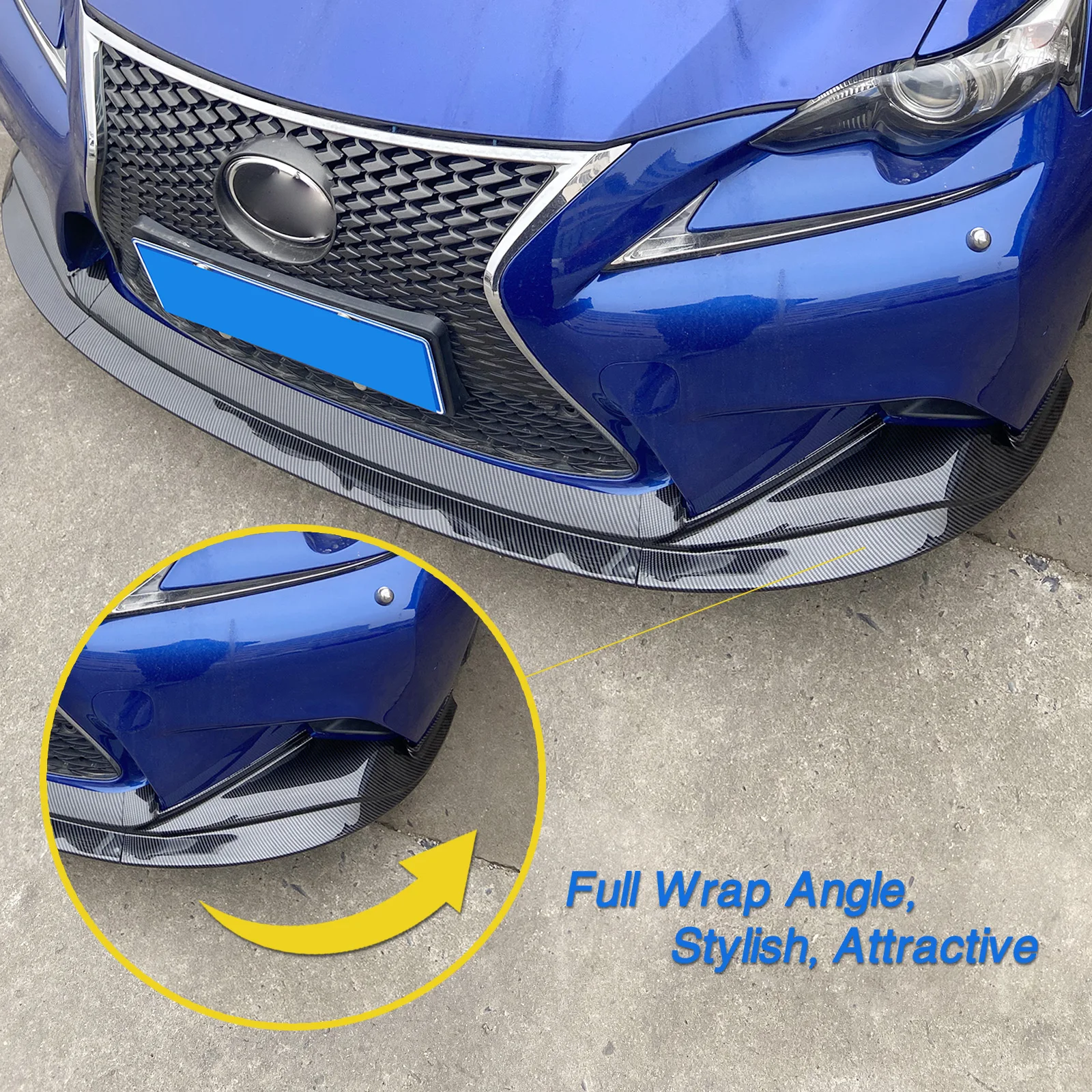 3pcs Car Front Spoiler Lip Lower Splitter Protector For Lexus IS200t IS300 IS300h IS250 IS350 Sedan F-Sport Bumper 2014-2016 view 6