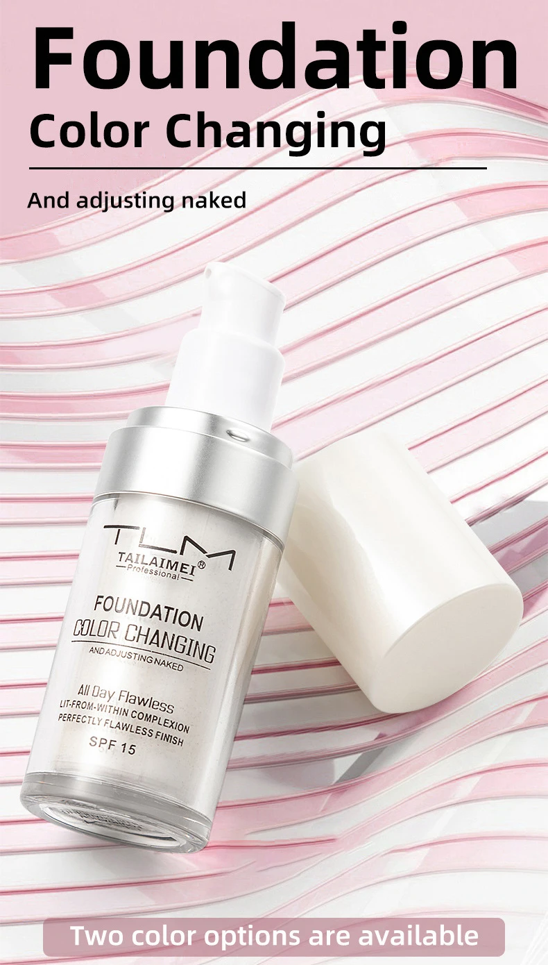 Foundation/Blush Color Changing Liquid Foundation Longlasting Oil-control Waterproof Flawless Base Face Makeup for Full Cover