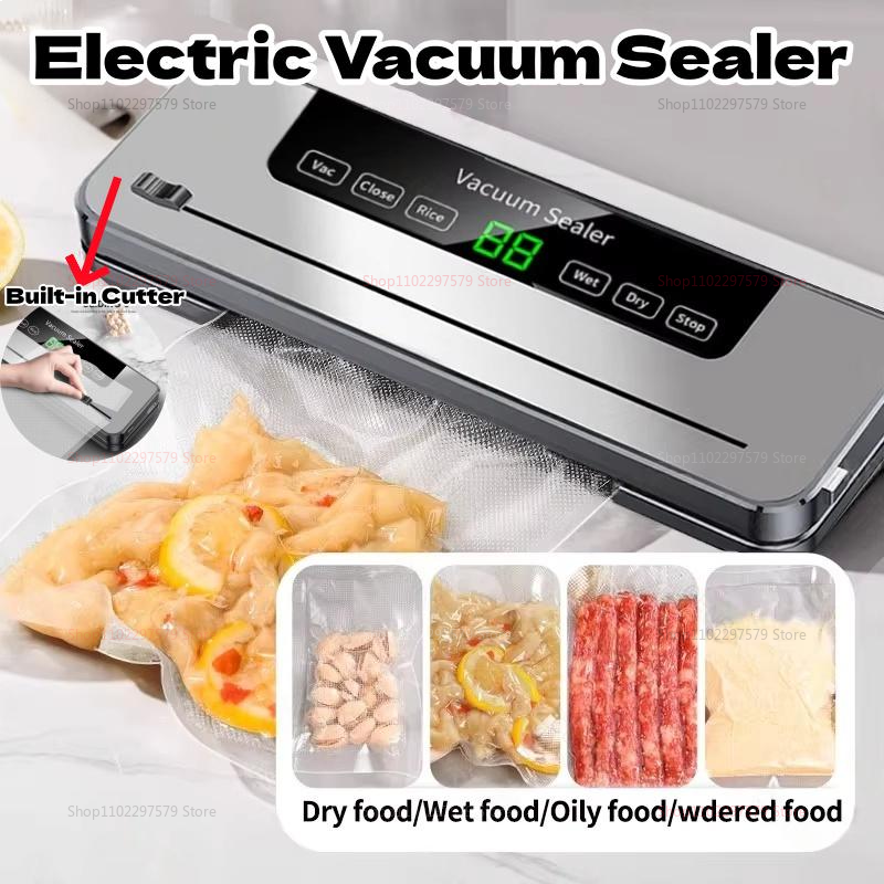  New Vacuum Packaging Machine Kitchen Food Sealing For Dry Wet Sealing Machine Touch Button Built-in Cutter With UV 