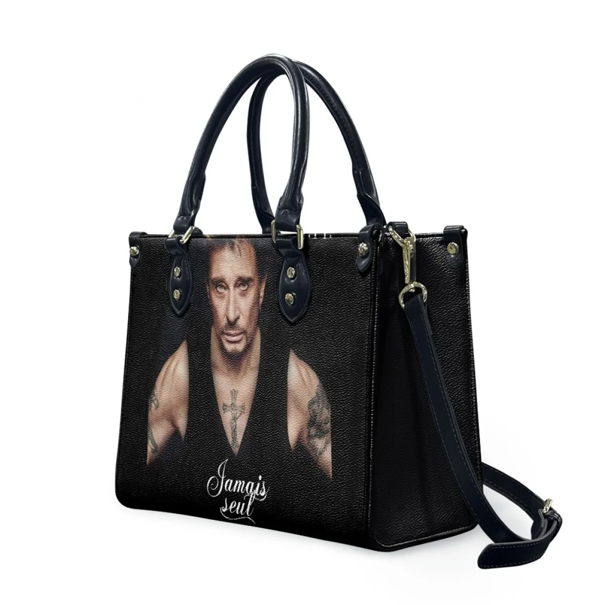 Women's Handbags Fans Gift Johnny Hallyday Rock Singer Print Luxury PU Leather Totes Large Capacity Shoulder Bag for Youth Girls