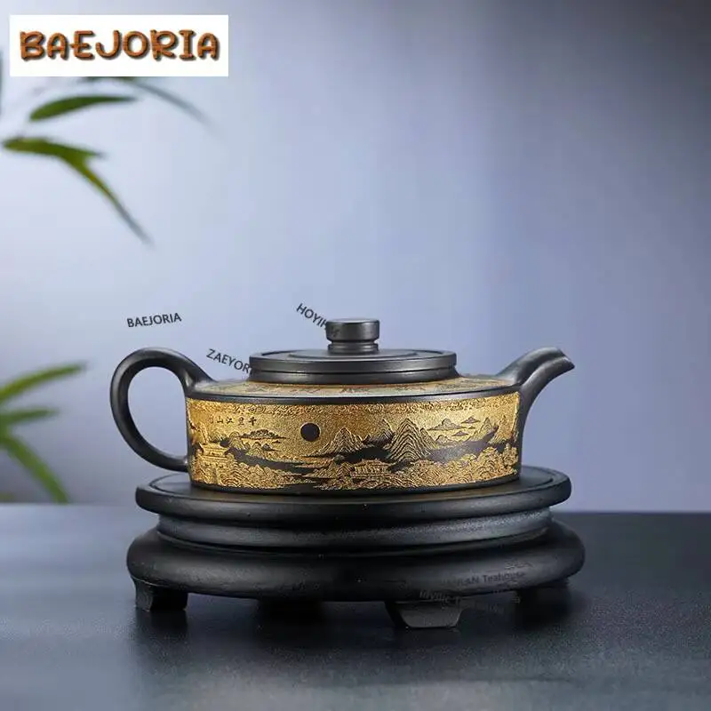 420ml Classic Yixing Purple Clay Teapots Handmade Weekly Count Pot Raw Ore Black Mud Kettle With Filter Zisha Tea Set Teaware