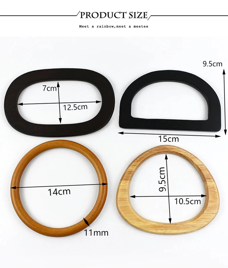 2Pcs Deepeel Massivholz Tasche Griff frauen Handtasche Woven-Tasche Handgelenk Ring Griffe Geldbörse Rahmen Handgemachte DIY taschen Zubehör – Detail 8