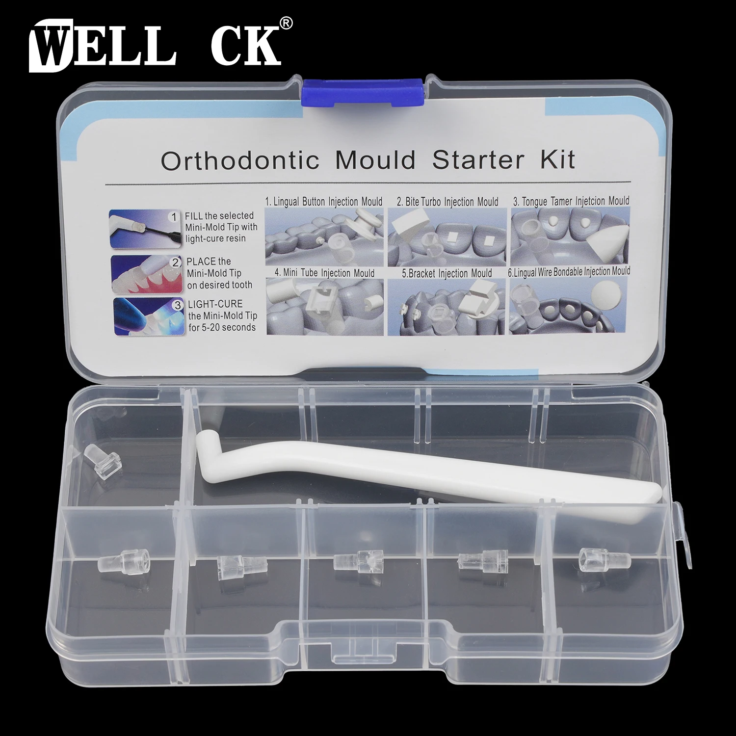 1Set Dental Orthodontic Mould Starter Kit Mini Injection Moulds Forming Mold Tongue Tamer Lingual Button Orthodontic Accessory