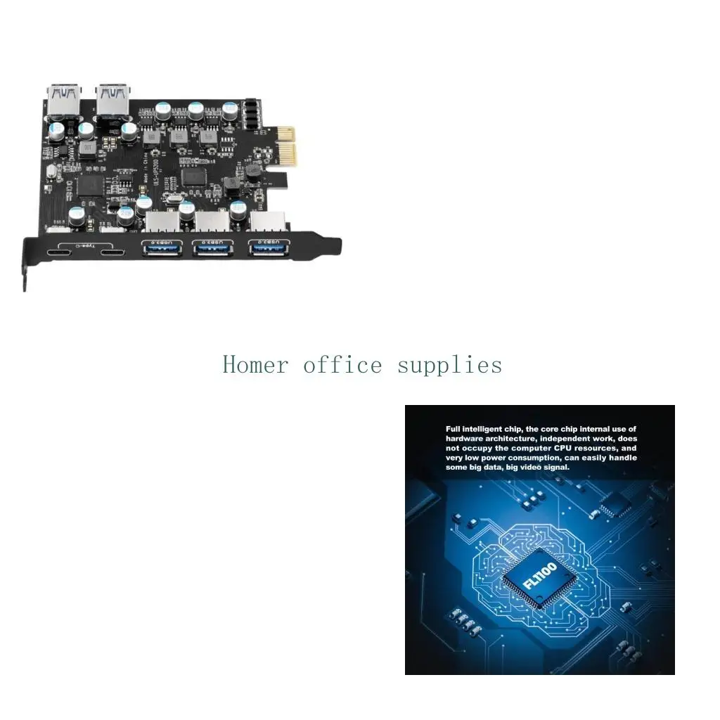 

K43B Плата контроллера PCI-e USB3.0, 7 портов, тип C (2), тип A (5), PCI для Express Adapt