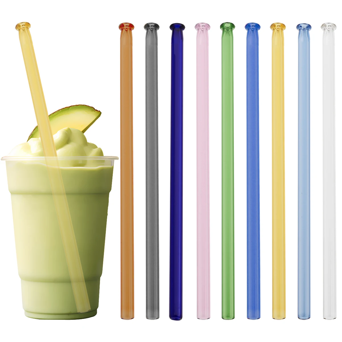 

5pcs Colorful Straight Glass Straw High Borosilicate Glass Straw Sets Milk Tea Juice Cocktail Straw with Brush Bar Accessories