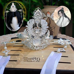 In Stock Er Ha Chu Wanning Anime Cosplay Headwear Antique Style Hair Crown Hairpin Ribbon Headdress Chinese Ancient Props
