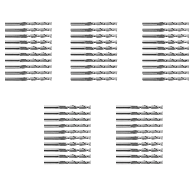 

ABSE-50Pcs 1/8 Inch 3.175Mm Carbide CNC Double Two Flute Spiral Bits End Mill Router 22Mm