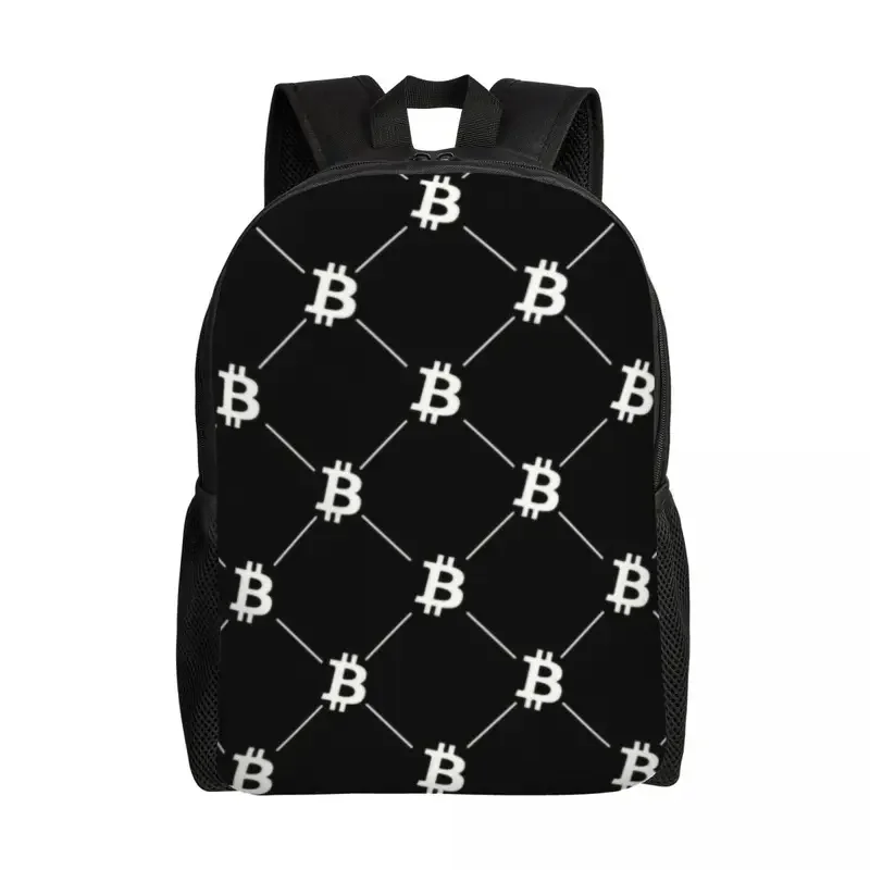 Bitcoin Pattern Laptop Backpack Men Women Basic Bookbag for College School Students BTC Cryptocurrency Bags