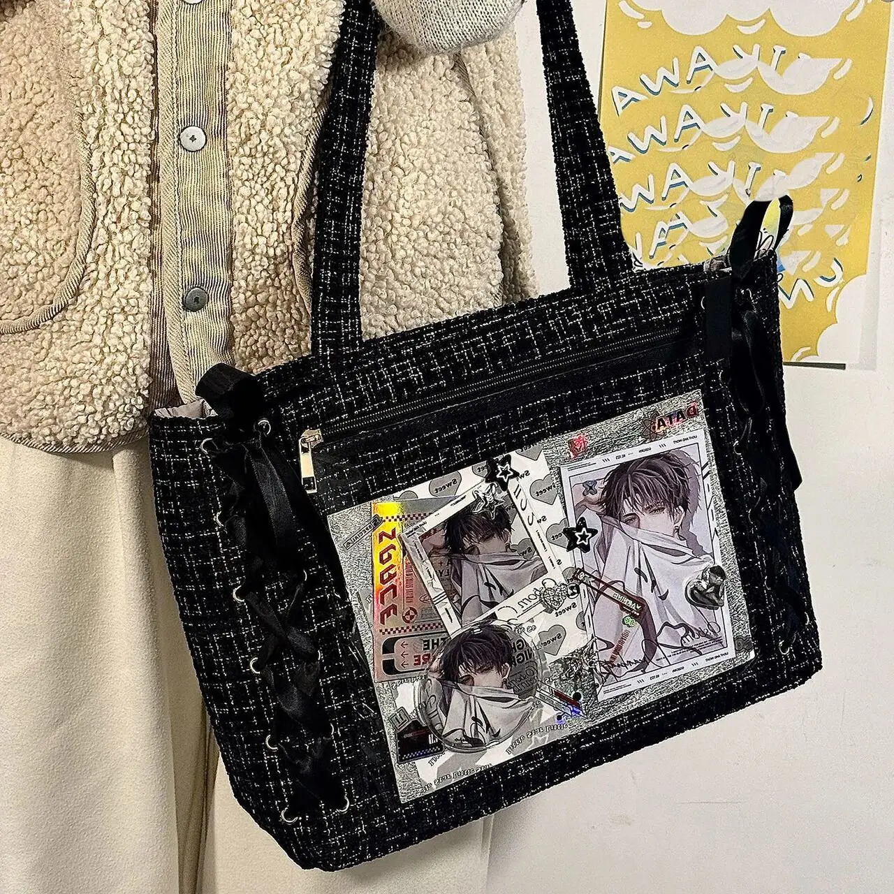 Neue Y2K süße japanische Ita Tasche Lolita Mädchen transparente Schultertasche große Kapazität Umhängetasche Casual Bag DIY Display Handtaschen
