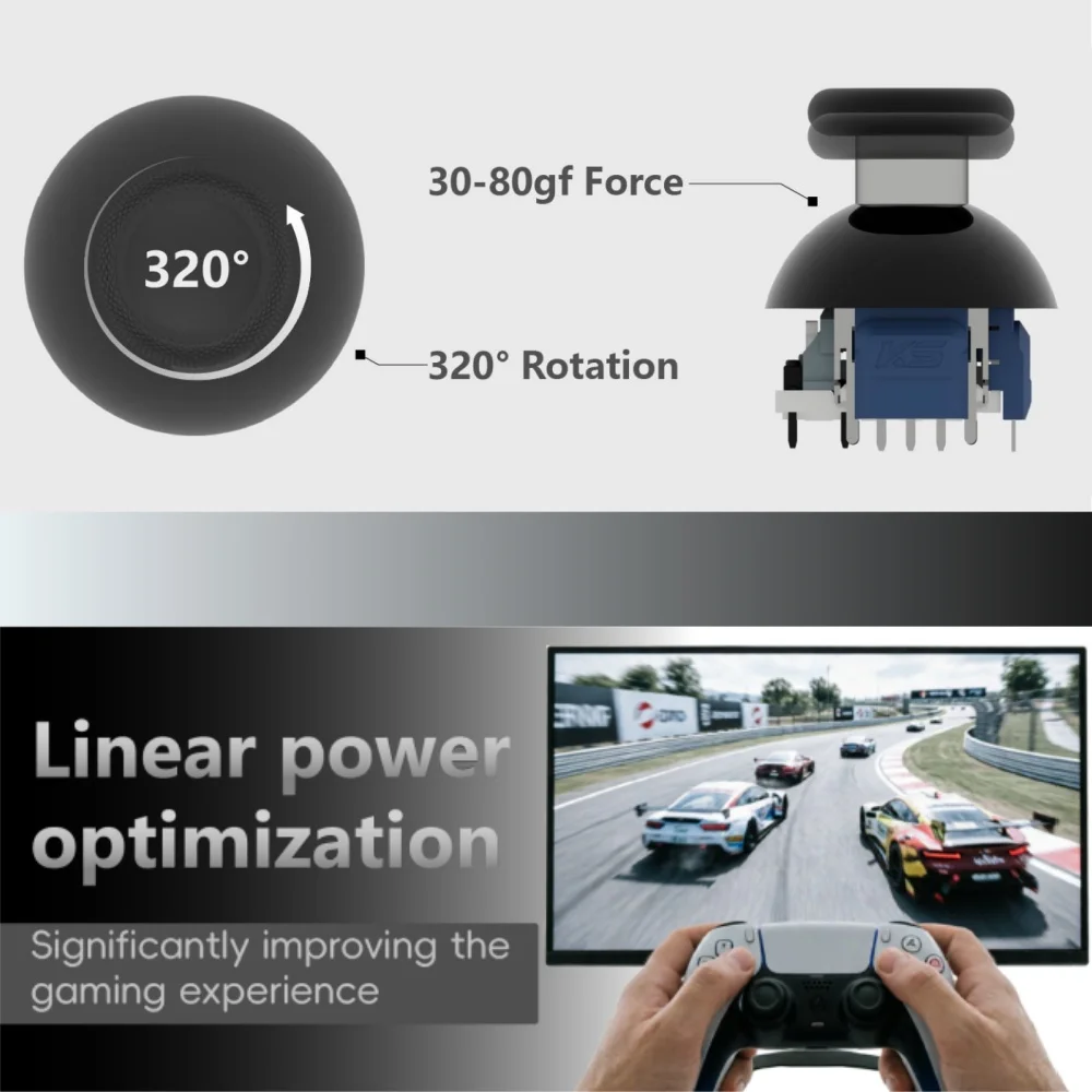 30-80gf Force For PS5 K-SILVER JT13-005 320° Tension Adjustable TMR Magnetic Joystick Anti-drift Stick for PS4/Switch Pro/XBOX - view 2