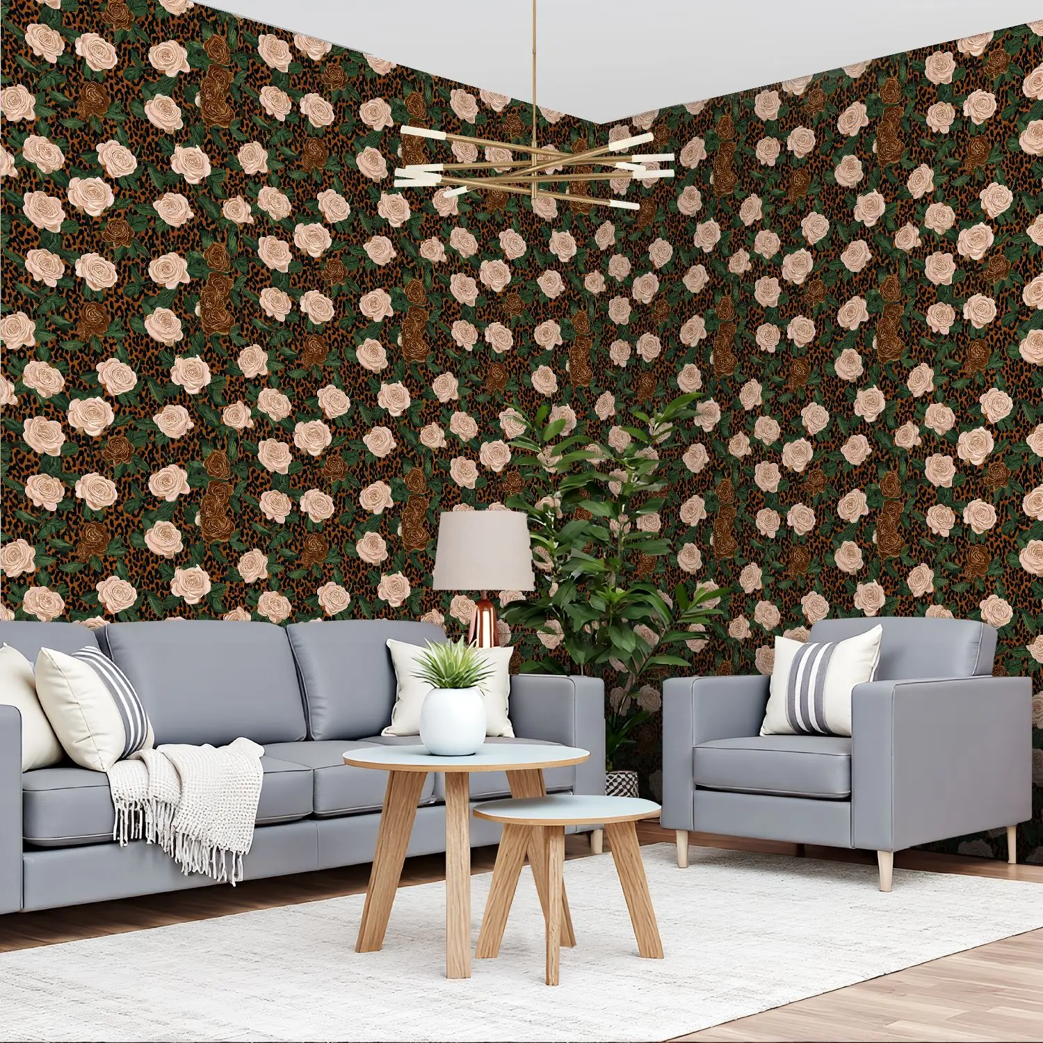 

Винтажные обои с леопардовыми румянами и розами 22,83 "X 118" водонепроницаемые обои для гостиной/спальни/ванной комнаты, наклейка на стену из ПВХ