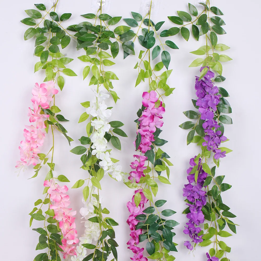 Simulated wisteria vine,wedding hanging wall hanging flower vine,ceiling pipeline decoration artificial flower vine home decor