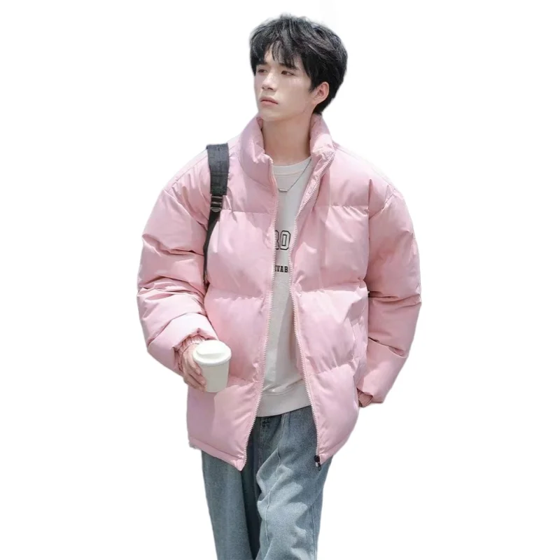 Winter Men's Lamb Fleece Jacket Loose Thick Plus Size Padded Coat Solid Color Fashion Stand Collar Fleece Warm Wadded Jacket