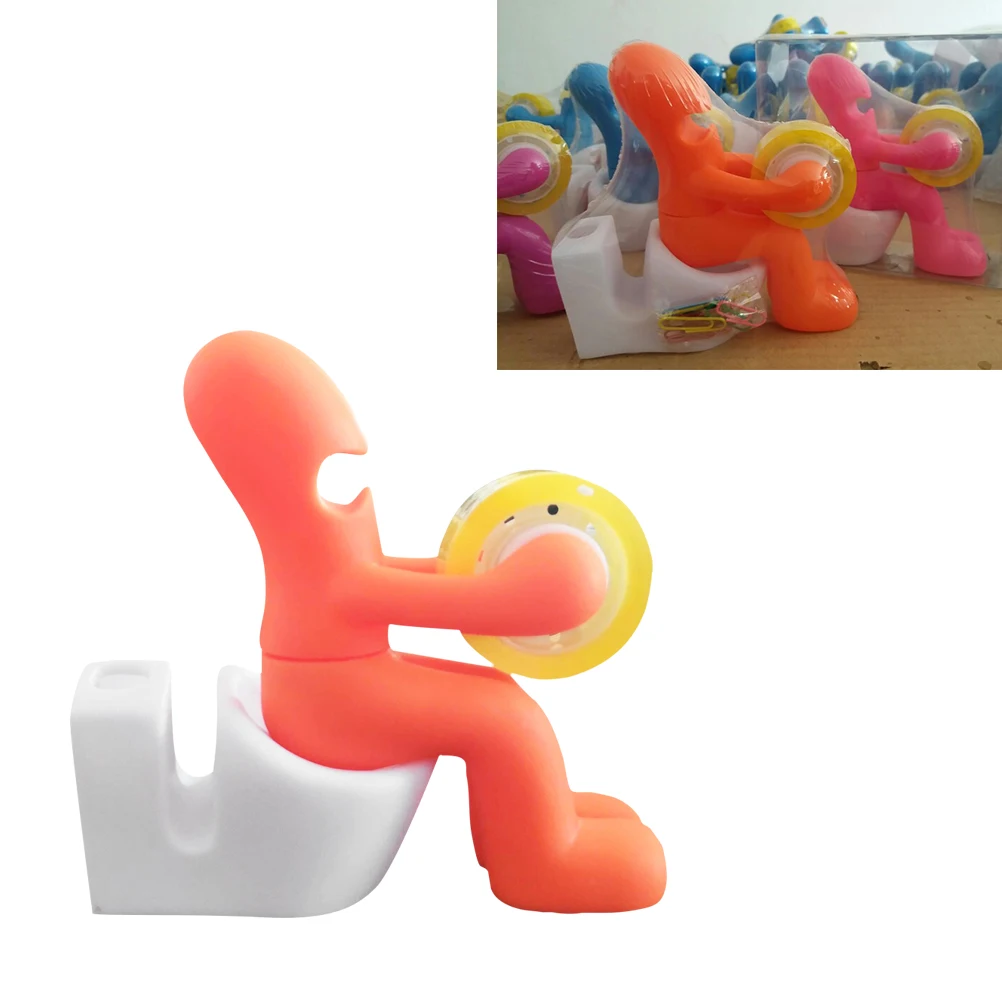 

Creative Multifunctional Stationery Masking Tape Dispenser Toilet Shaped Storage Pen Holder Easy To Use