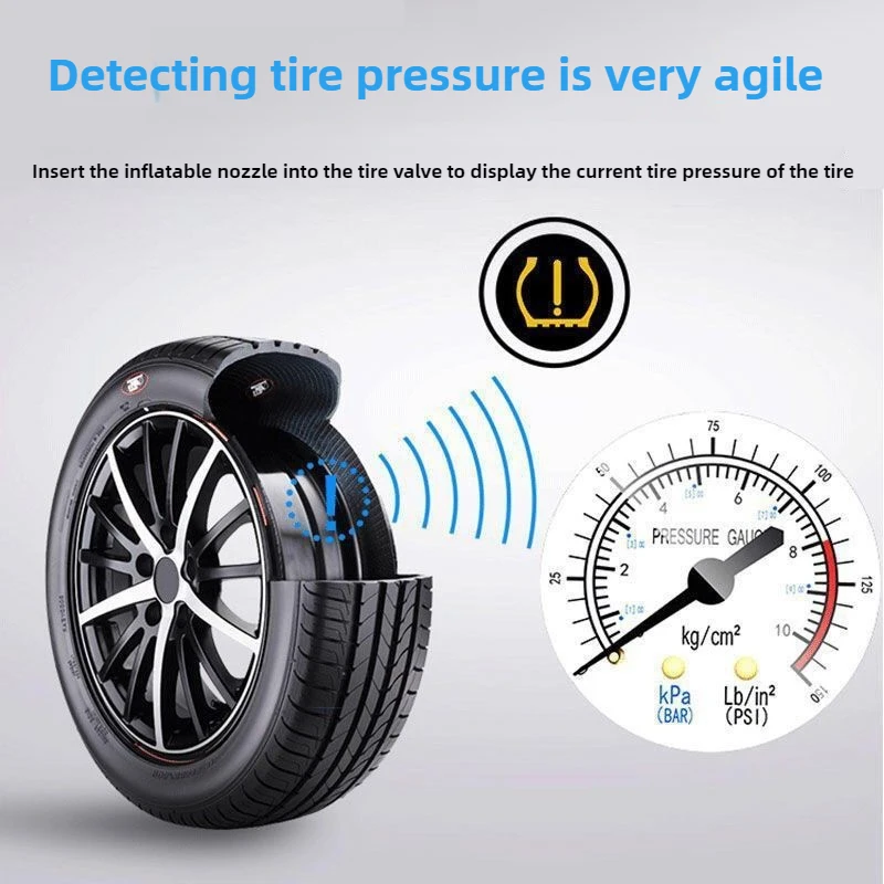 Single-cylinder Car Tire Air Compressor 12V Inflator Electric Pump with Pressure Gauge Portable Inflation Pump with LED Light - Image 2