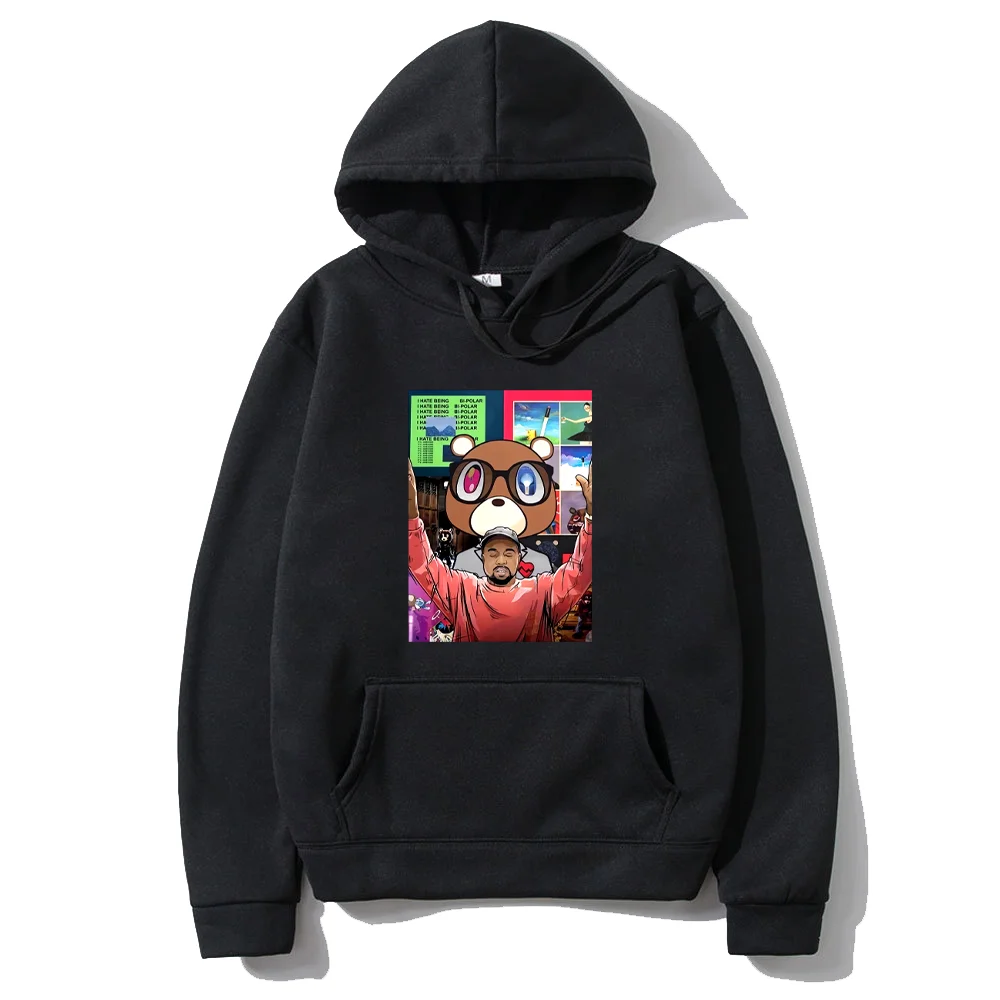 

Kanye West Graduation Bear Printed Hoodie Men Women Casual hip hop Sweatshirts Autumn Winter vintage Fleece Long sleeve hoodies