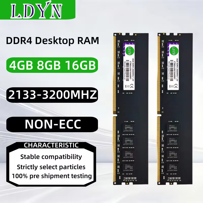 DDR4 Desktop Memory Ram 4GB 8GB 16GB 2133MHZ 2400MHZ 2666MHZ 3200Mhz PC4-17000 19200 21300 25600 1.2V 288Pin Non-ECC DIMM