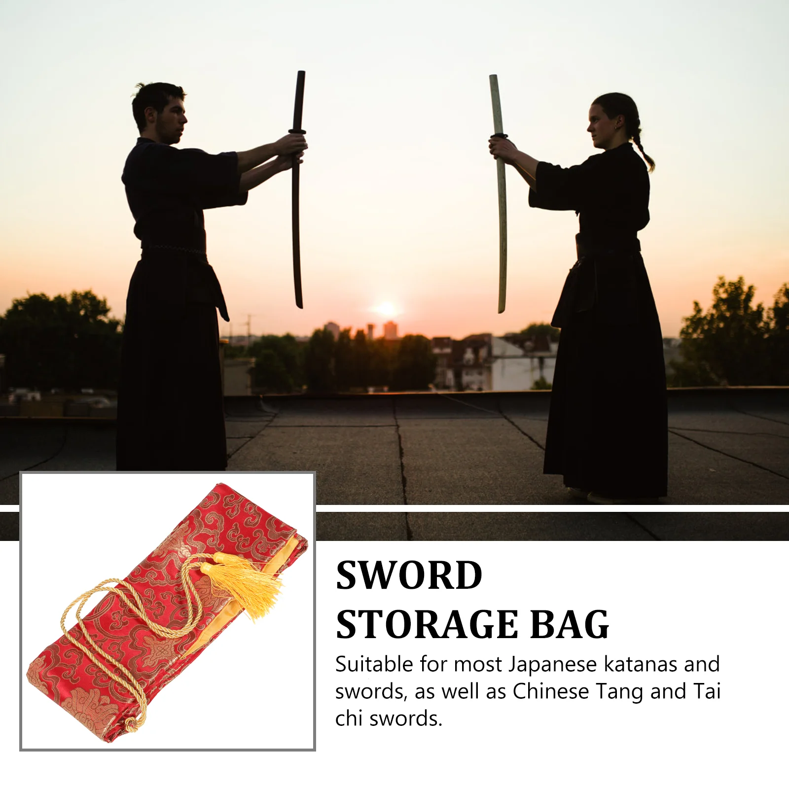 Decorative Swords Storage Bag Silk Canvas Tote Taichi Carrying Red Pouch Handbag