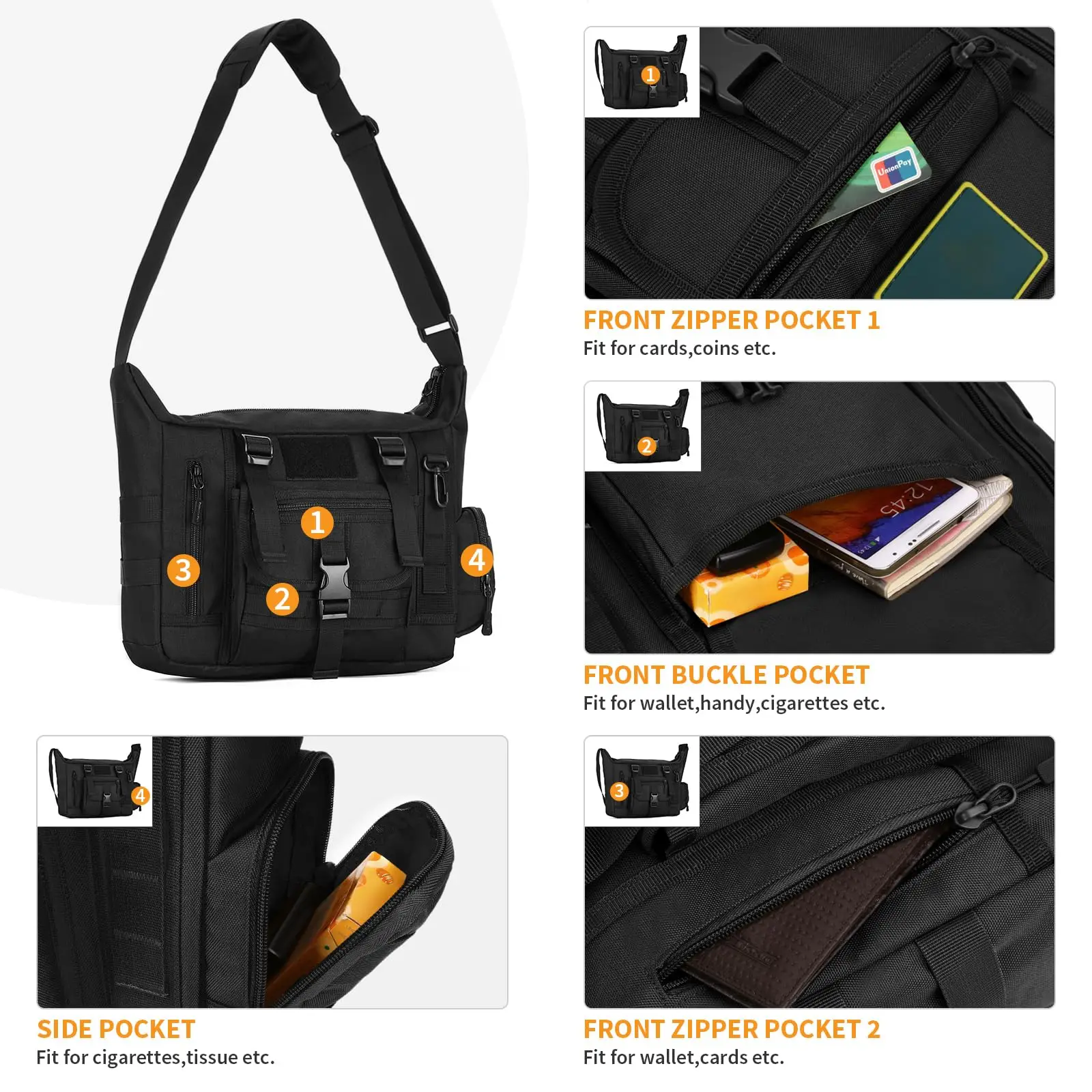 حقيبة كتف تكتيكية حقيبة كروس عسكرية حقيبة رافعة حقيبة كتف طاردة للماء حقيبة ساعي مع شو قابل للتعديل