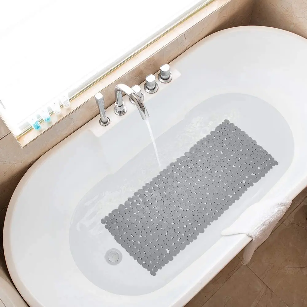 Extra Large  Non-slip PVC Shower Mat for Bathtub 99% Antibacterial Soft PVC Shower Mat Safe for Kids & Elderly