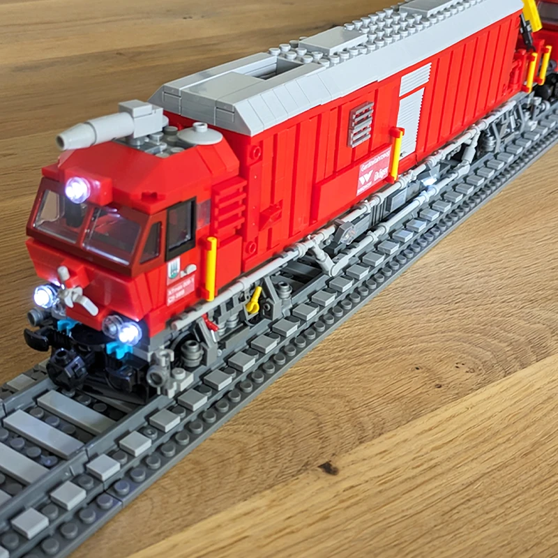 MOC-186921 Customized City Railway Rescue Vehicle Swiss Firefighting Train Building Block Model Sets Kid\'s Bricks Toys Xmas Gift