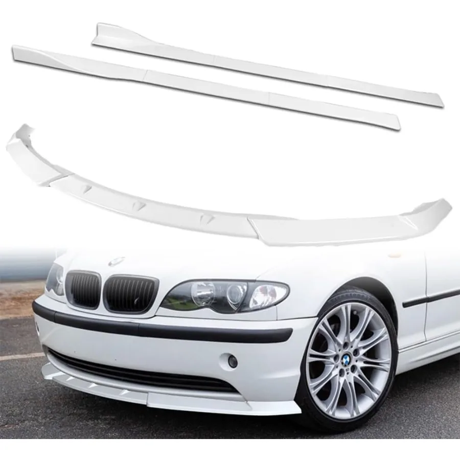 Q1-TECH, 9 PCS Front Bumper Body Kit Lip Side Skirt Extensions Diffuser Set Compatible with 2002-2005 BMW E46 3-Series 320i 325