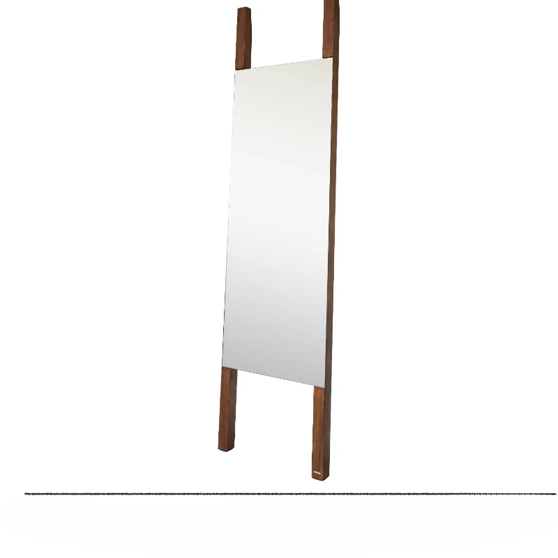 Vertical full-length mirror, ancient white wax H dressing mirror, entrance mirror, large-area floor fitting mirror