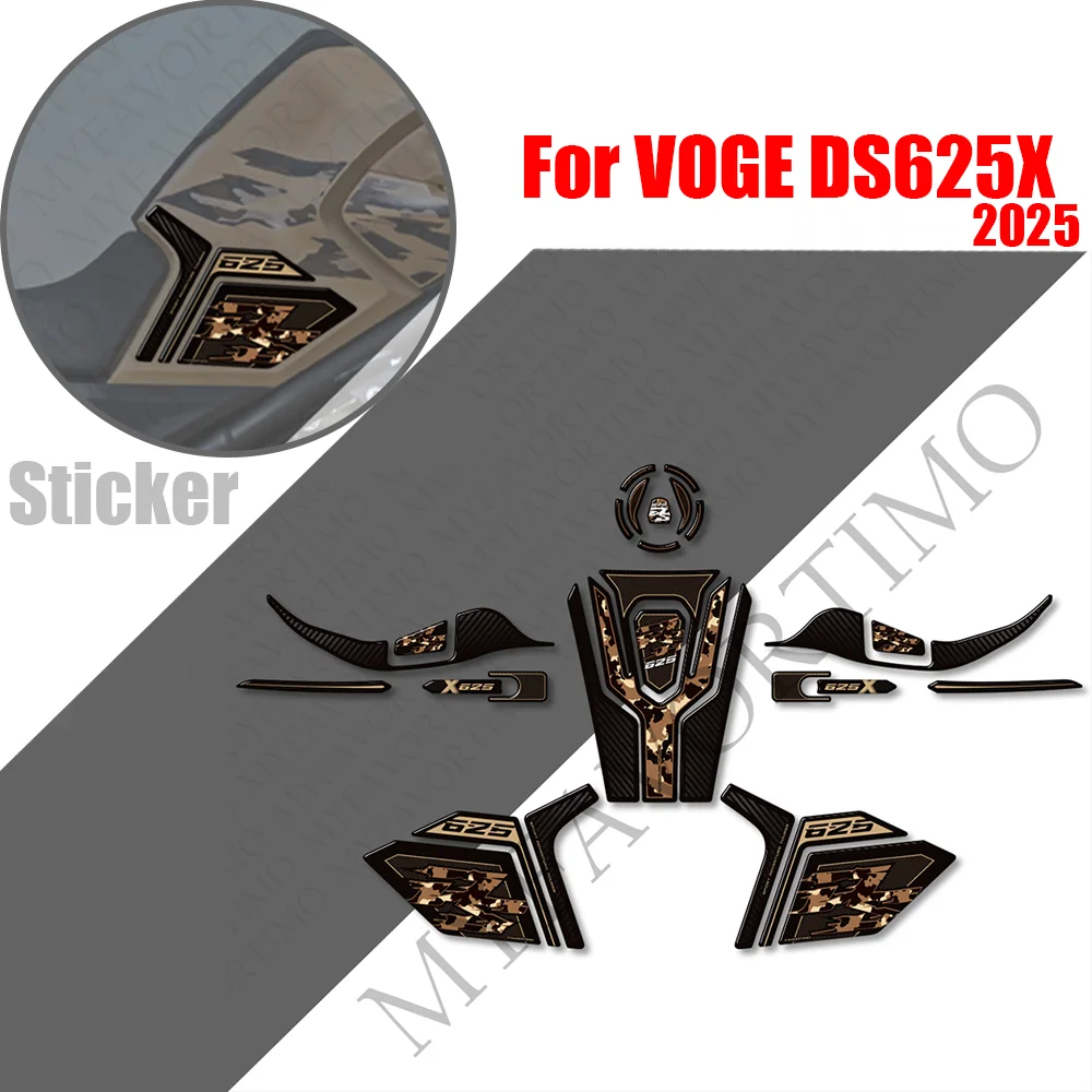 For VOGE DS625X Adventure  2025 Tank Pad TankPad Cap Grips Gas Fuel Kit Knee Stickers Decals Protection Fairing Fender Handguard