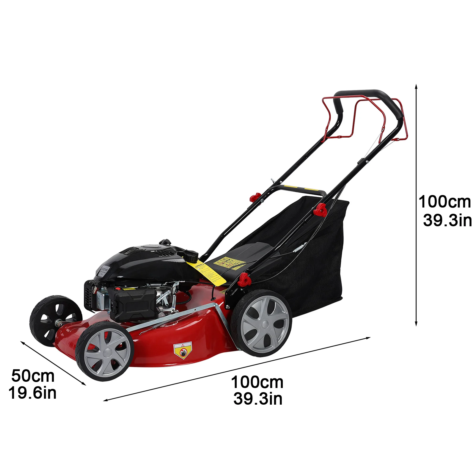 141cc Gas Walk Behind Self Propelled Lawn Mower With High Rear Wheels 50L Grass Tank Lawn Mower Lawn Mower Tool With Big Wheels