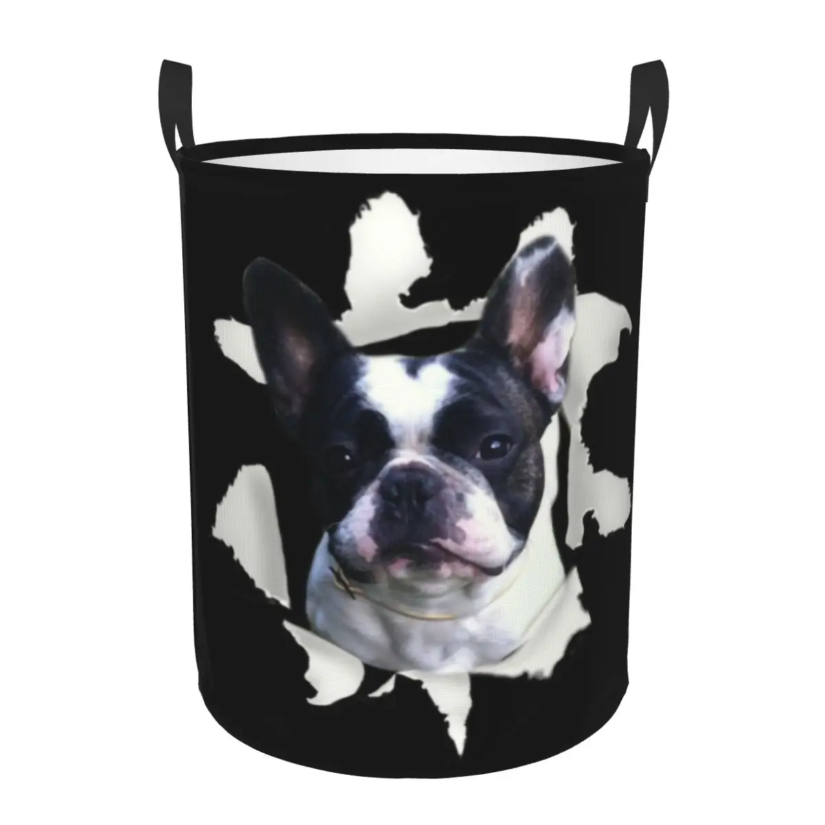 Cute Boston Terrier Puppy Laundry Basket Collapsible Pet Dog Clothes Toy Hamper Storage Bin for Kids Nursery