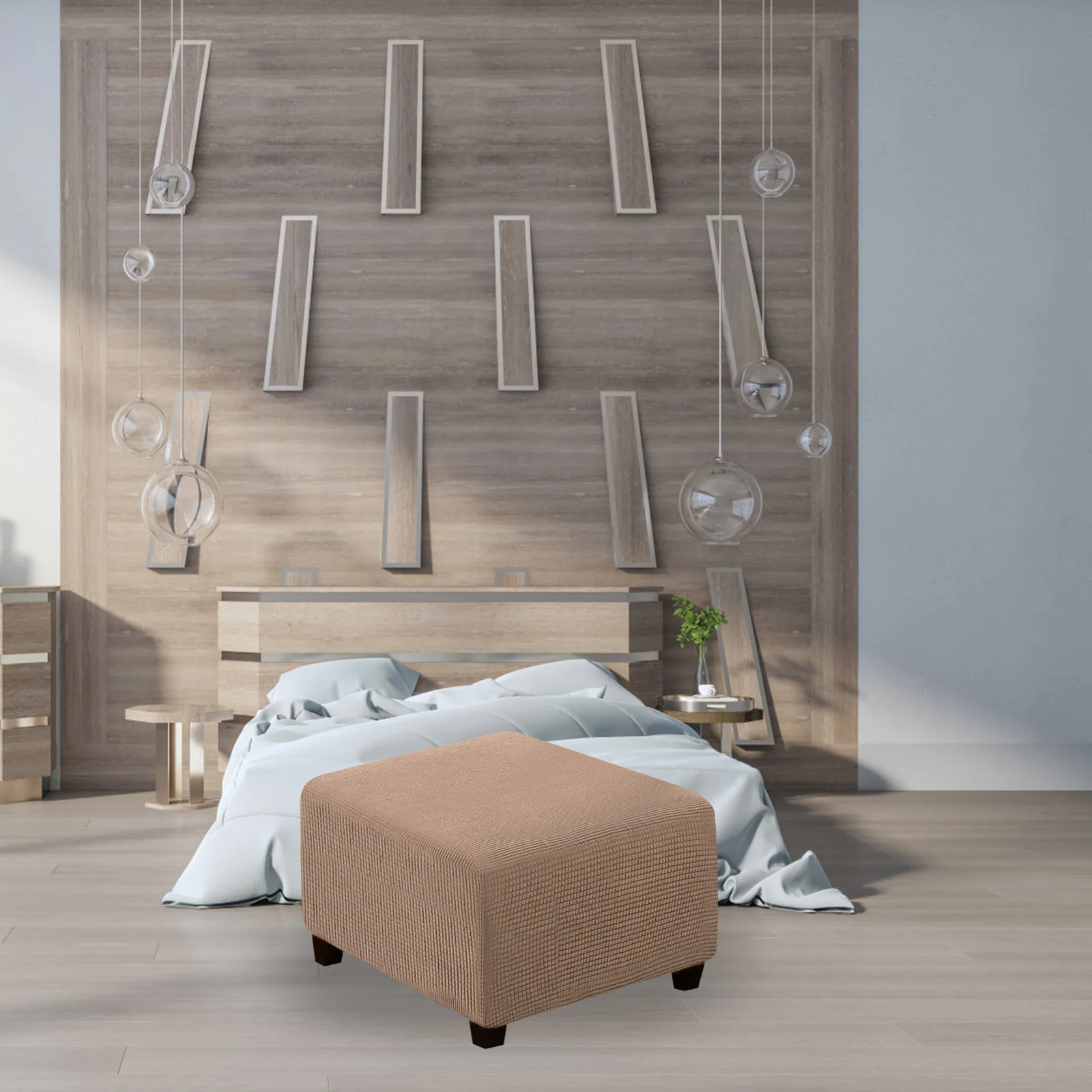 

Square Footrest Stool Cover Elastic Solid Color Dust Proof Stretchable Chair Protector Cube Seat Slipcover Home Textile