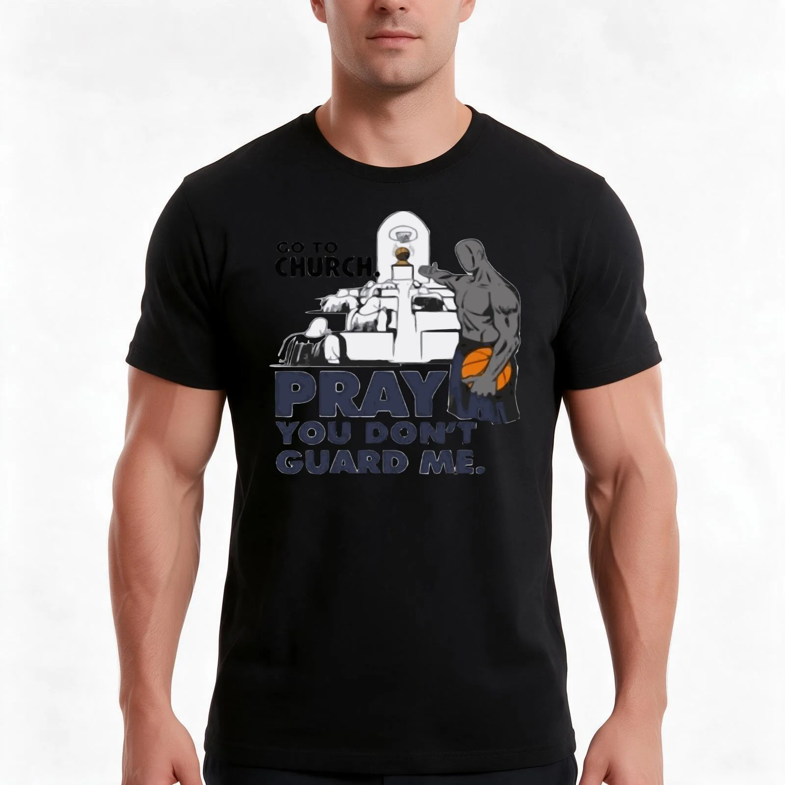 Go To Church Pray You Can’t Guard Me T-Shirt, Summer Casual Cotton Tee, Oversized Streetwear Tops, Vintage Graphic Print